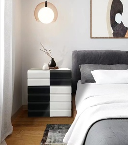 Cómoda Moderna de Madera con Paneles de Acero Inoxidable, Color Blanco, 6 Cajones, Altura Ajustable, para Sala de Estar u Hogar, en Oferta - Product Image 1