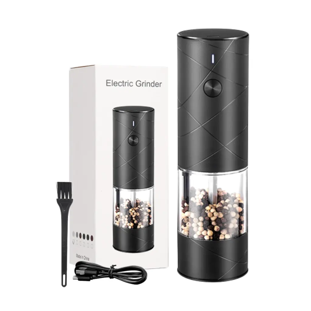 2023 Keuken Gadgets Usb One-Touch Automatische Dry Spice Pepermolen Zwart Elektrisch Zout En Peper Grinder Set