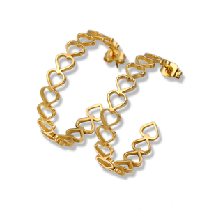 Pendientes de aro con diseño de corazón hueco en forma de C hipoalergénico, joyería elegante de acero inoxidable de estilo Simple, regalo delicado para amantes - Product Image 1