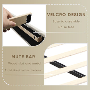 Letto imbottito Beige bianco trapuntato doppio divano regolabile con rivestimento in tessuto per mobili camera da letto - Product Image 4