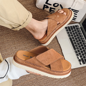 Sandalias de verano transpirables para hombre, de cuero genuino, estilo casual para caminar, para playa y exteriores, para mujer. - Product Image 1