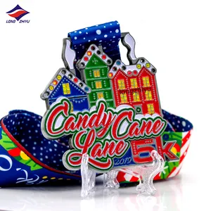 Longzhiyu Custom Candy Cane Lane Merry Souvenir progetta la tua medaglia del Festival di babbo natale di Halloween