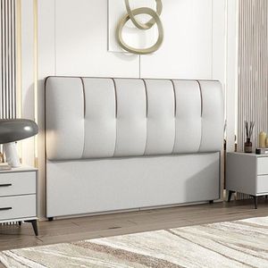 Upholstered <b>Headboard</b> Modern White Leather Look 5 Panel Design <b>Floor</b> <b>Standing</b> Bed Backrest For Bedroom Decor - Product Image 2