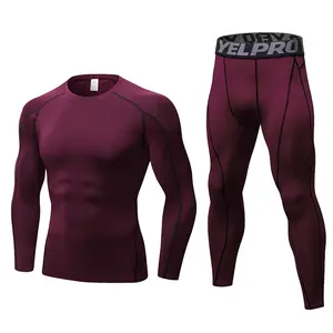 Conjunto de roupa de treino masculina, vestuário fitness para academia corrida ao ar livre, compressão, academia