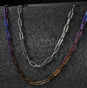 Collana a catena con maglie a graffetta in titanio puro TA1, lunghezza personalizzata 50 cm, delicata sulla pelle - Product Image 2