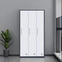 Casier en acier contemporain durable à trois portes avec serrure pour hôtels, hôpitaux, écoles, bureaux – Unité de rangement sécurisée