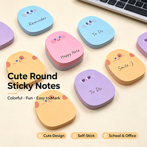Blocs-notes autocollants ronds mignons SK, colorés, à motifs de dessins animés, faciles à décoller, pour l'école - Product Image 4