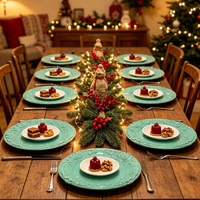 Assiette de présentation en plastique gaufré vert menthe à motif floral, 13 pouces, de luxe, pour mariages et réceptions élégantes en plein air