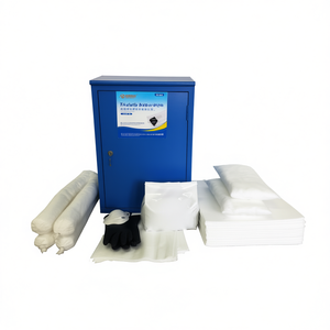 Spill Kit Oil Only In Cabinet With Absorbent <b>Pads</b> And Socks For Industrial Use - Product Image 2