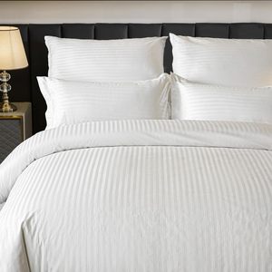 Ropa de cama de Hotel <span class=keywords><strong>funda</strong></span> nórdica algodón blanco satén Pin rayas texturizado con cremallera-<span class=keywords><strong>funda</strong></span> nórdica King 3 uds juego de <span class=keywords><strong>funda</strong></span> de edredón - Product Image 2