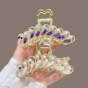Di lusso personalizzato 9cm in lega grande per capelli con strass di cristallo con strass a coda di cavallo accessori per capelli per festa - Product Image 1