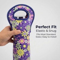 Ensemble de manchons isolants en néoprène pour bouteille et verre à vin, motif floral marguerite, housse de protection portable pour pique-nique et fête en extérieur