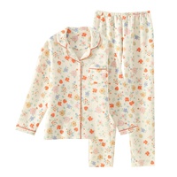 Nouvel ensemble de pyjama 2 pièces en gaze de polyester thermique pour femme, longueur intégrale, taille XL, 251-300g/m, collection Sweet Home