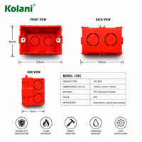 Caja de conexiones eléctricas Kolani de PVC rojo de 2x4 pulgadas, caja de montaje empotrado de doble grupo con insertos de tuerca metálica y orificios de varios tamaños