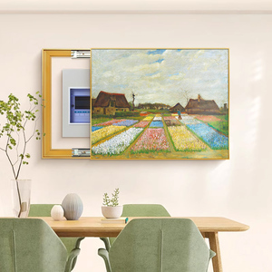 Nordic Home Decor Punch Free PS <b>Framed</b> Electric Meter Box <b>Wall</b> Art Van Gogh Abstraction Print Distribution Box Hanging Painting - Product Image 4