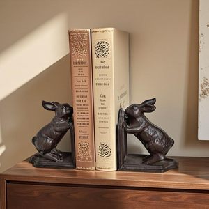 Sujetalibros de conejo de Metal marrón antiguo, estante decorativo antideslizante de hierro fundido de alta resistencia, decoración de <span class=keywords><strong>muebles</strong></span> Vintage - Product Image 1