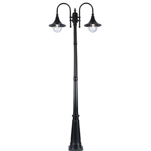 Outdoor Brass Garden Lamp <b>Post</b> with Dual Glass Shades 2700K Warm White AC 220V IP66 Motion Sensor <b>Solar</b> Non-Detachable Fixture - Product Image 1