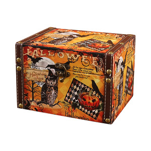 Cajas de Almacenamiento de Madera para Halloween con Tapa Abatible, Organizadores Decorativos para el Hogar y Escritorio, Caja de Regalo para Dulces 2208C - Product Image 5
