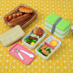Boîte à déjeuner pour enfants <span class=keywords><strong>3</strong></span> <span class=keywords><strong>compartiments</strong></span> double 2 couches <span class=keywords><strong>bento</strong></span> pour enfants scolaire repas gonflable japonais pièces - Product Image 4