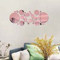 Youyizuo 32 pièces/ensemble, autocollants muraux circulaires en acrylique créatifs et modernes pour la décoration de la chambre à coucher, du salon, du mur derrière la télévision