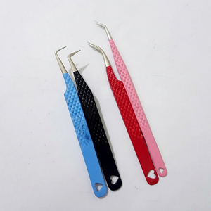 Pinzas de Acero Inoxidable de Alta Calidad para Extensiones de Pestañas, Rojas/Azules/Blancas, Punta de Fibra de Precisión, Antimagnéticas, Antiestáticas, 10 mm - Product Image 1