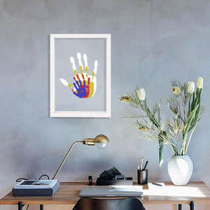 Kit di stampa a mano in legno trasparente per la famiglia con immagine impronta per stampante a mano per bambini 12 mesi con stampa ricordo con cornice artistica multicolore - Product Image 4