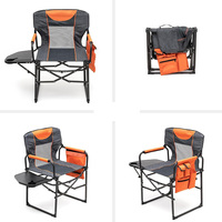 Chaise de camping pour directeur, robuste, surdimensionnée, large, pliable et portable avec table latérale