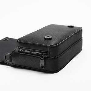 Bolso cruzado de cuero Saffinao negro para hombre, bolsa de mensajero con bandolera lateral, venta al por mayor - Product Image 4