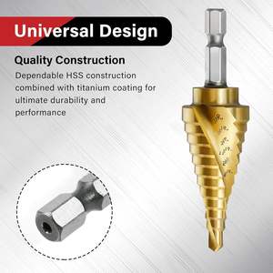 مجموعة مثاقب دريل ستيب ملتوية من فرييك HSS 4241، مطلية بالتيتانيوم سداسية الشكل، عالية الكفاءة، مع مثقاب مركزي أوتوماتيكي، قصيرة الطول، للحفر المزدوج - Product Image 4
