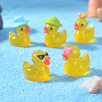 Patung bebek Resin, ramah lingkungan Dekorasi tangki ikan bebek kuning untuk Natal Bonsai berdaging