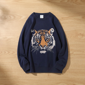 Sweat-shirt vintage pour homme avec motif tigre, manches raglan, pull en coton éponge tricoté, sweat à capuche, streetwear d'automne - Product Image 3