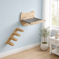 Condo pour chat en bois classique et mignon avec poteau à gratter mural DIY, plateforme de saut et structure d'escalade pour chats