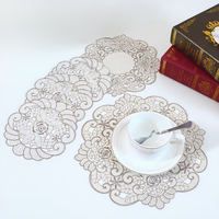 Napperons et sous-verres décoratifs modernes en tissu polyester, brodés, anti-taches, à motif végétal pastoral, pour la maison et les banquets de mariage