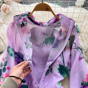 Abito Lungo Floreale da Donna Stile Retrò con Colletto, Ideale per Feste Autunnali e Vacanze - Product Image 5