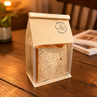Sachets en papier kraft de haute qualité à fond plat avec fermeture à boucle métallique, sacs d'emballage en plastique pour pain, biscuits, aliments, sacs de conservation alimentaire