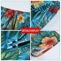 Short de bain pour hommes ODM en gros, motif hibiscus tropical, tissé, respirant, séchage rapide, léger, pour surf et plage, avec poches, taille moyenne, été