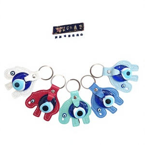 DAFNI BIG PAZAR Porte-clés personnalisé à lumière douce avec perle en verre œil porte-bonheur, impression numérique en différentes couleurs et formes - Product Image 1