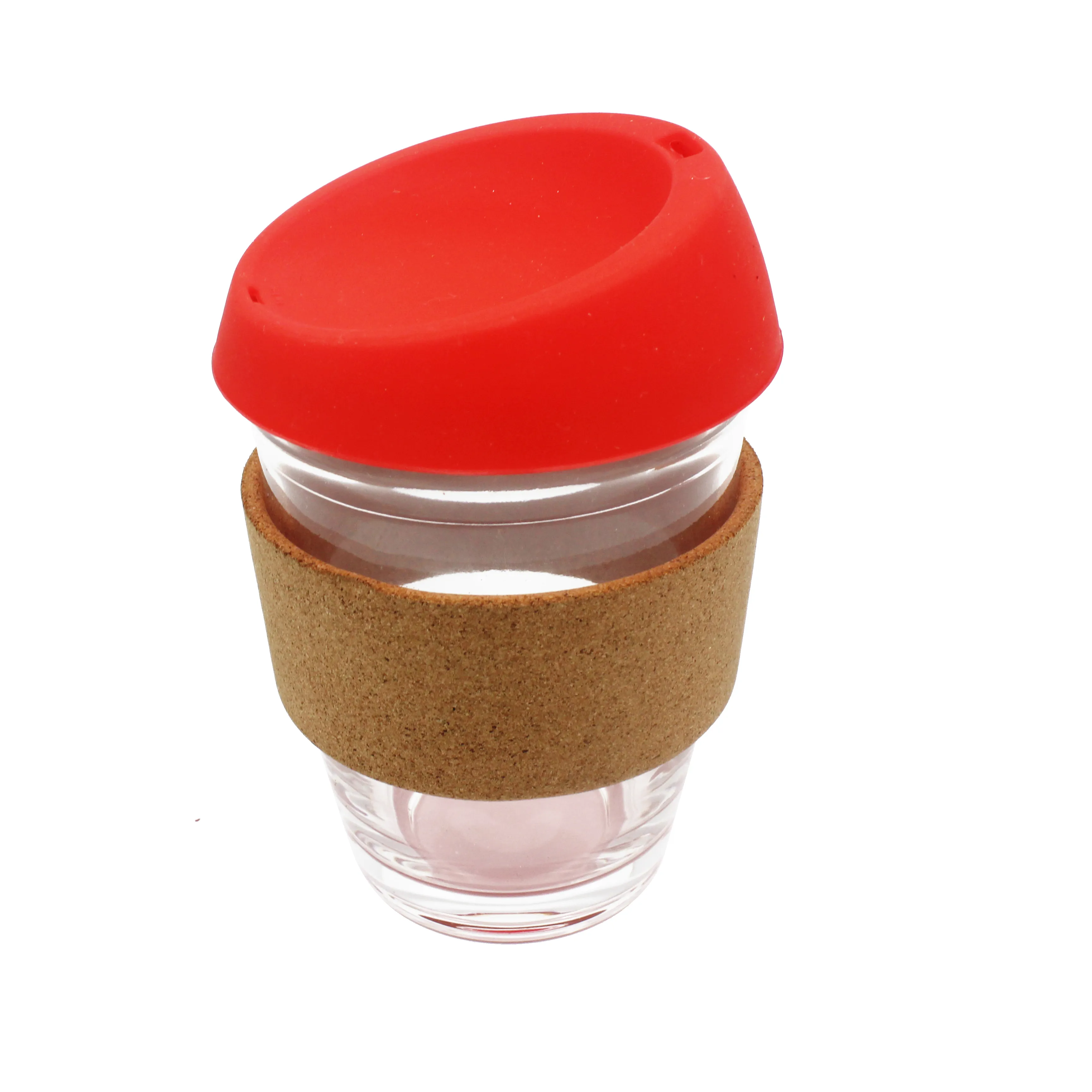 350ml Silicone lid Reusable Glass Cup with Cork Cover Lid Coffee Mug Glass Hand To Go Coffee Cup Tea Cup