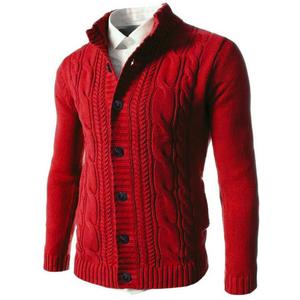 Winter Men's Nylon/Acrylic <strong>Cardigan</strong> <strong>Sweater</strong> with Single Button Closure Custom Logo in Stock - Product Image 3