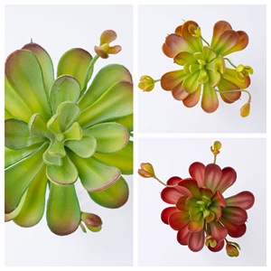 Plante succulente artificielle Lotus bleu, vert clair, rouge foncé, en plastique, pour décoration de mariage, décoration murale pour la maison - Product Image 3