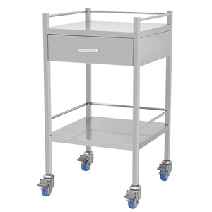 Topkwaliteit Beweegbare Roestvrijstalen Ziekenhuis Medische Nood Trolley Behandeling Kar Met 2 Laden En 2 Planken CY-D402A - Product Image 3