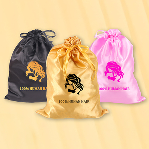 Sacs en soie personnalisés pour perruques, conception d'emballage capillaire avec logo sur mesure, sac en satin réutilisable - Product Image 1