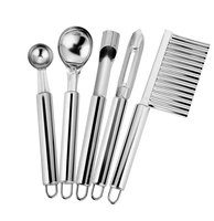 Kingwise Custom Logo Rvs Fruit Carving Tools Apple Meloen Corer Digger 5 Stuks Vleesmessenset