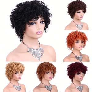 8 Inch Short <b>Pixie</b> <b>Cut</b> Jerry Non-Lace Human Hair <b>Wig</b> Honey Blonde Kinky Bang Factory Direct 100% Human Hair <b>Wig</b> - Product Image 5