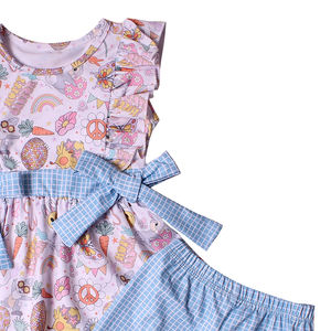All'ingrosso 2 pezzi set di abbigliamento per bambina di alta qualità in seta dolce modello di arco personalizzato per bambini Boutique di moda per il negozio per bambini - Product Image 3