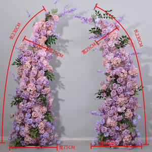 D-HOA051 Arche de fleurs artificielles en corne rose pour mariage en gros, arche de fleurs en corne violette, toile de fond, arche de fleurs en corne rose, décoration en soie - Product Image 1