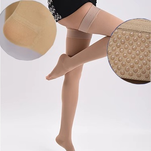 Bas de contention médicaux pour femmes, hauteur cuisse, épaisseur standard, couleur unie noir beige, pour toutes les saisons - Product Image 5