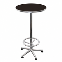 Kommerzieller Bartisch mit Säulenfuß, rund, 60 cm, Chrom, robuste Metallbasis, individuell bedruckbar, für Events, Büro, Hotel, Einkaufszentrum, Freizeit