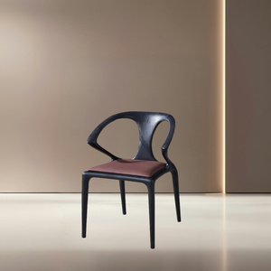 Chaise de salle à manger élégante et simple en bois blanc ciré en chêne noir avec coussin adapté aux restaurants et aux hôtels - Product Image 2