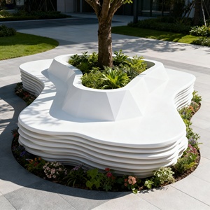 Banc en bambou Taiko, pot de fleurs GRC, siège en fibre de verre, bassin pour arbre, chaise de loisirs extérieure, fabricant sur mesure - Product Image 1